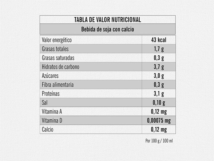 valor nutricional bebida soja