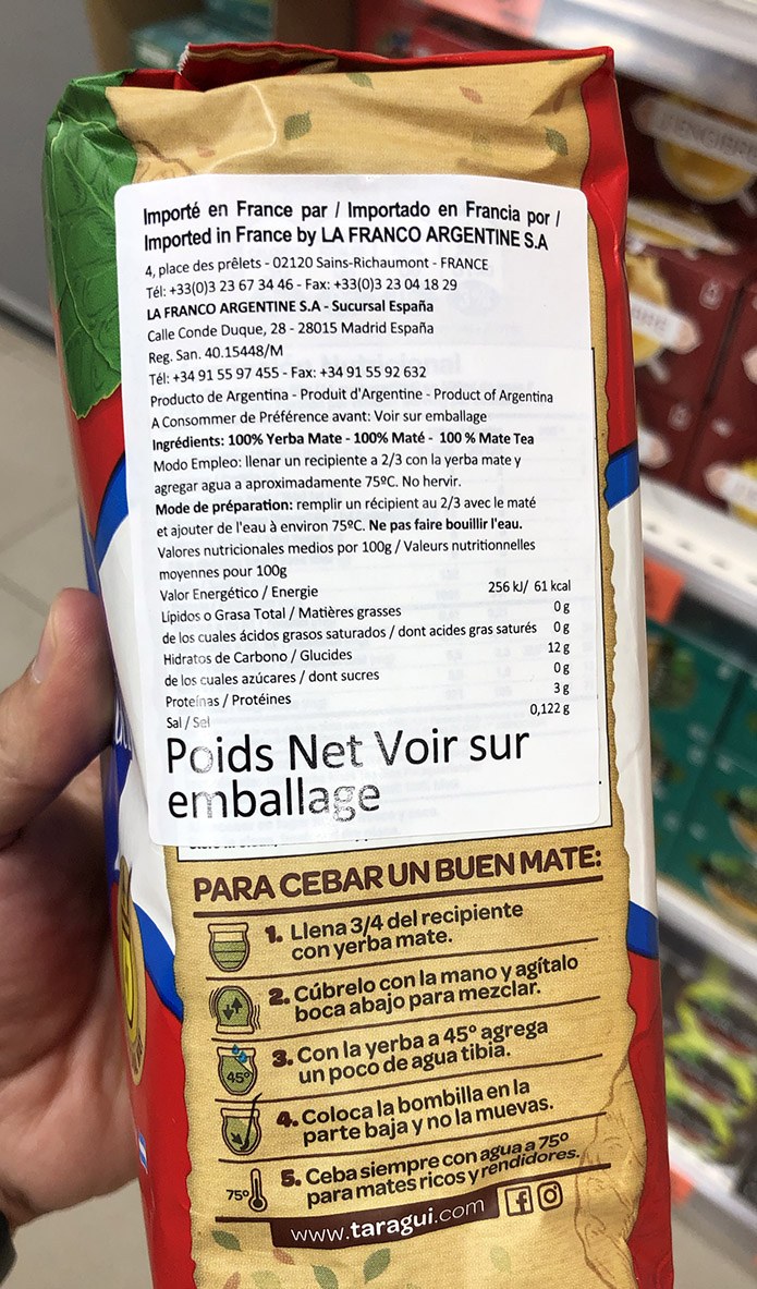 Yerba Mate Taragui de Mercadona Opiniones y precio