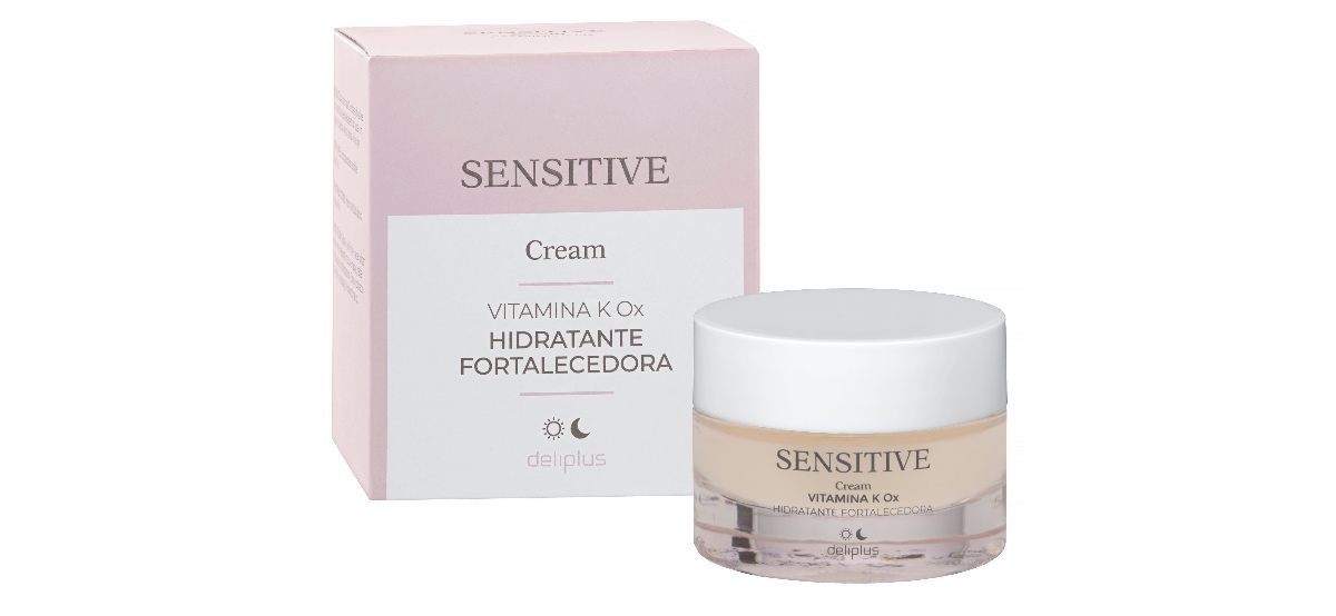 Crema facial hidratante y fortalecedora Sensitive Deliplus con vitamina K Ox