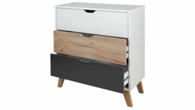 cajonera grande con 3 cajones y patas de madera en lidl