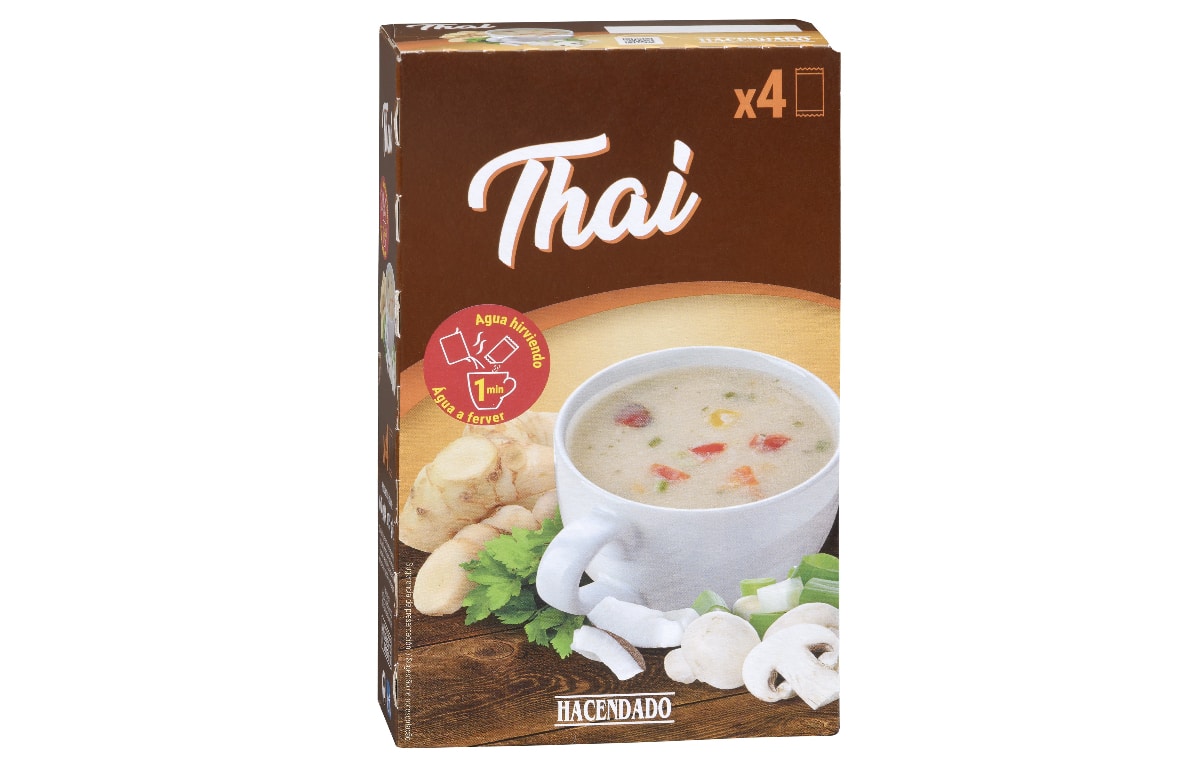 sopa thai instantanea con verduras y leche de coco deshidratada hacendado mercadona