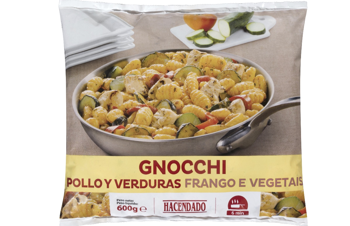 gnocchi con verduras y pollo hacendado en mercadona