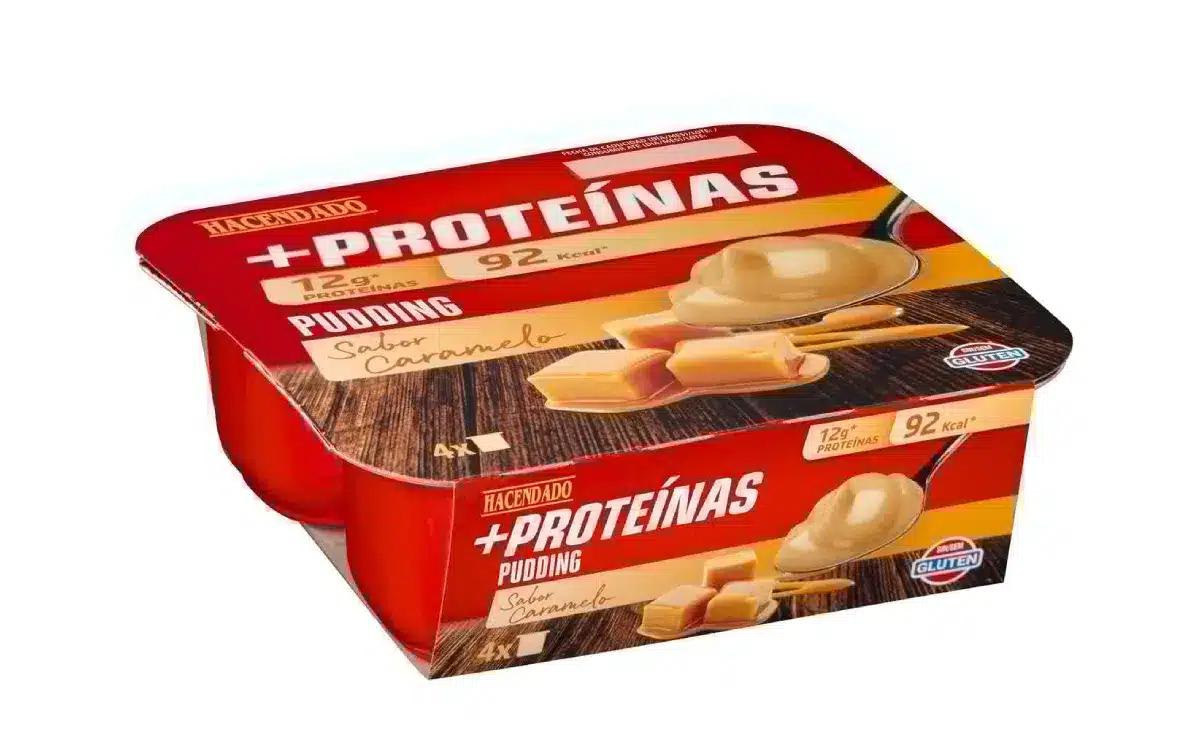 Pudding + proteínas sabor a caramelo marca Hacendado en Mercadona
